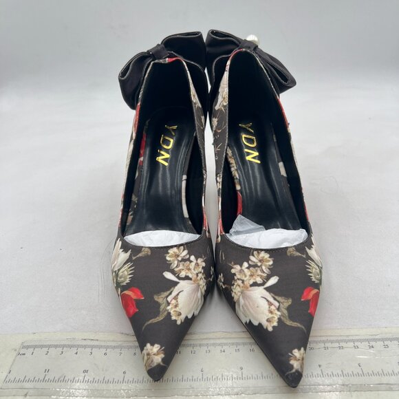 YDN Floral Print Pointy Toe Slip on Pumps Special High Heels Party Prom Shoe - Picture 3 of 8